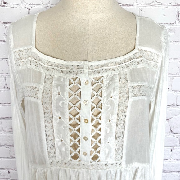 FREE PEOPLE Pretty Please Long Sleeve Embroidered Tunic--M - Picture 2 of 14